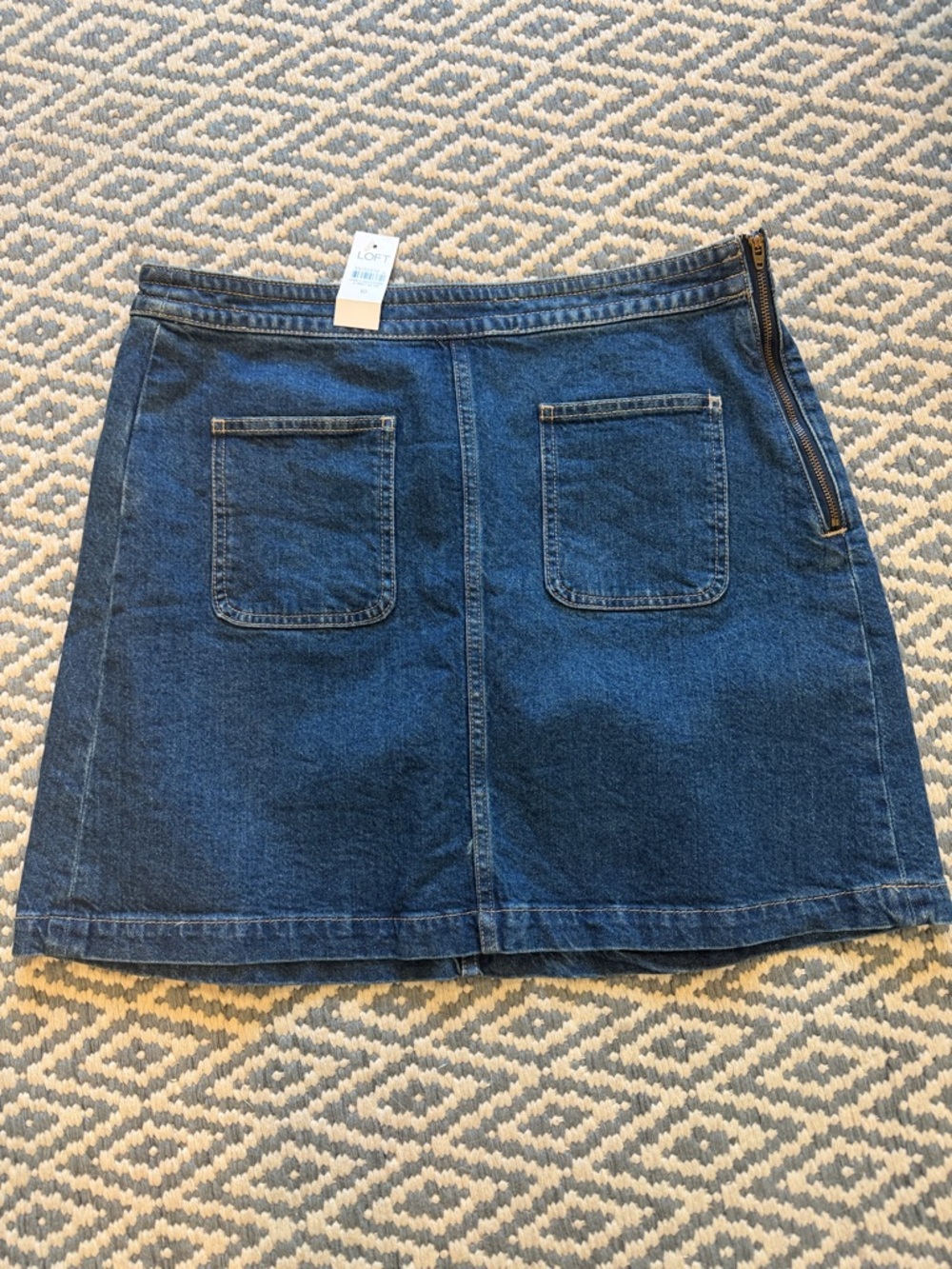 LOFT Blue Denim Pocket A-Line Mini Skirt